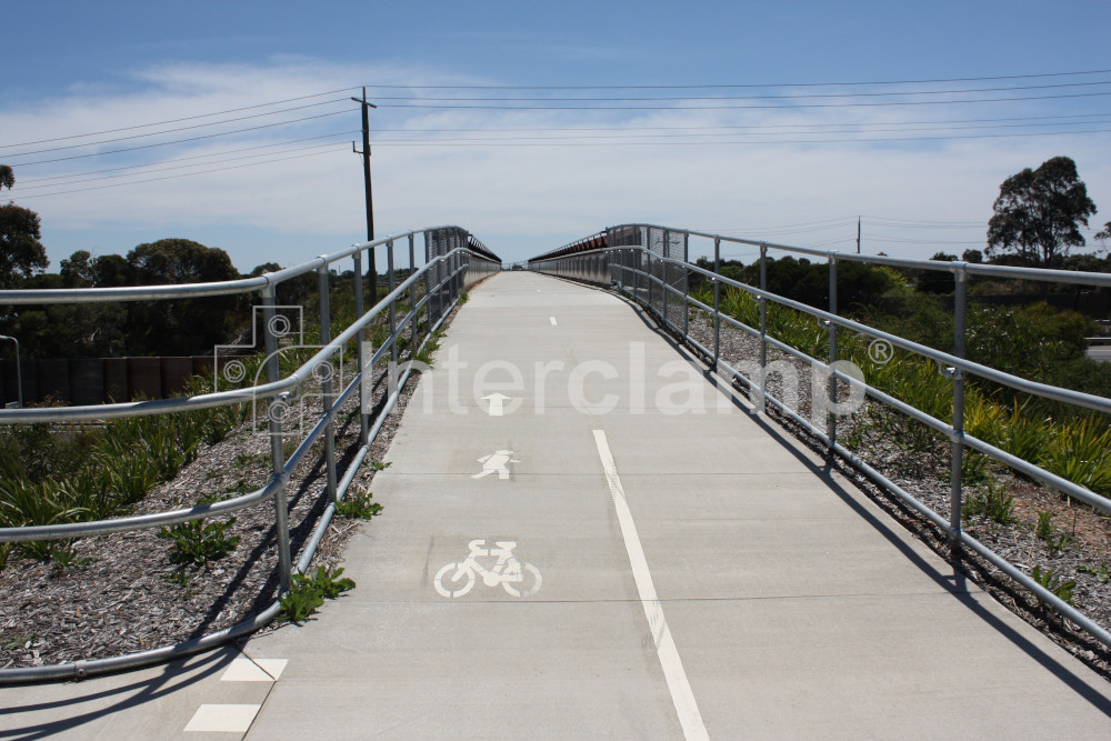 Galvanised steel handrail system on shared use cycle path